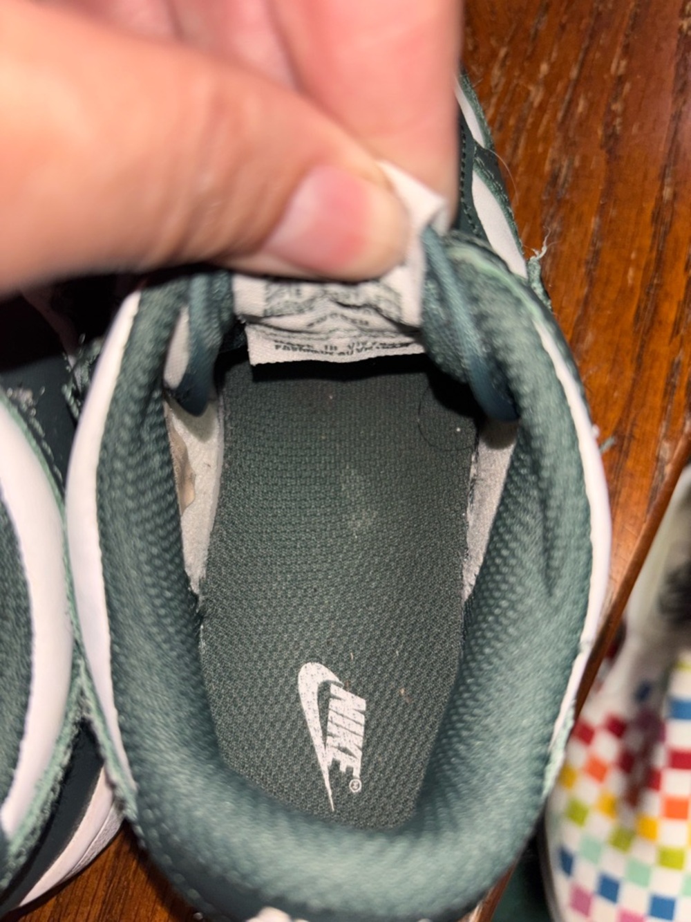 Nike Kids Low-Top Sneakers in Dark Green and White - Picture 7 of 8